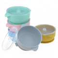 Food grade baby silicone bowl with suction cup for children to learn to eat bowl spoon